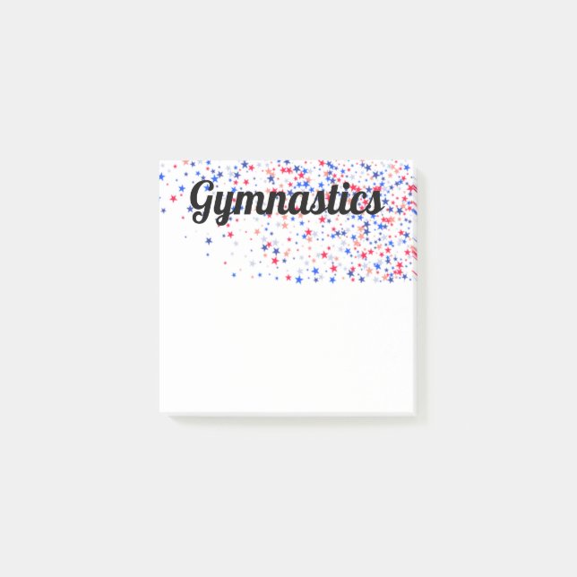 Red, White and Blue Stars Gymnastics Post-It Notes (Front)
