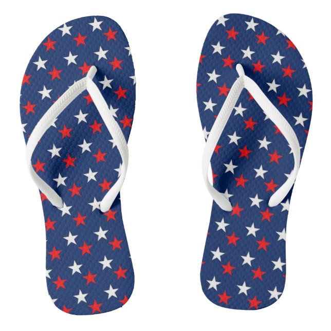 Red White And Blue Stars Pair of Flip Flops (Footbed)