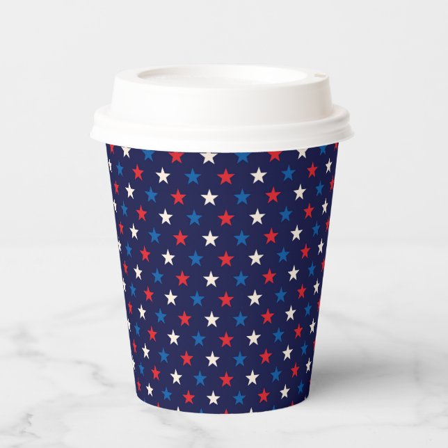Red White And Blue Stars Paper Cups (Front)