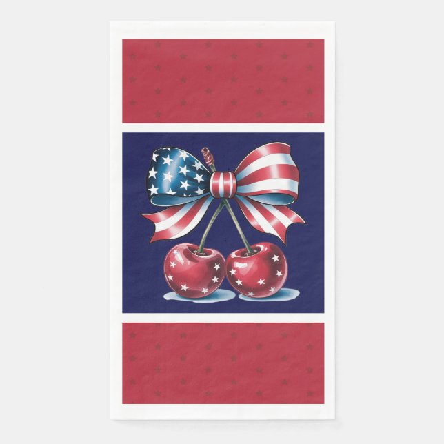 Red White And Blue Stars Paper Guest Towels Napkin (Front)