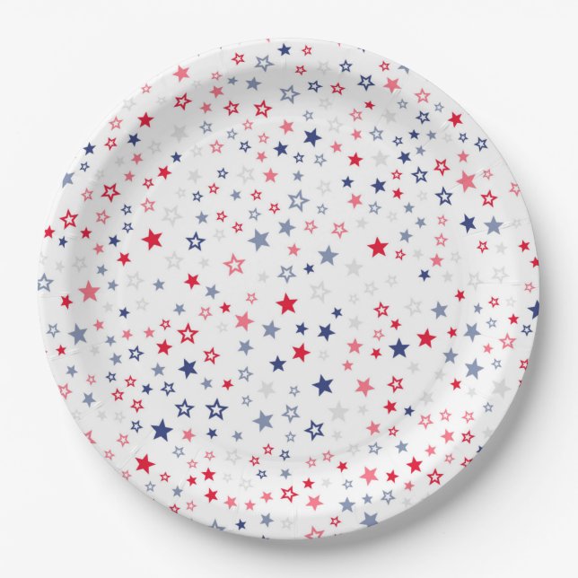 Red, White and Blue  Stars Paper Plates (Front)