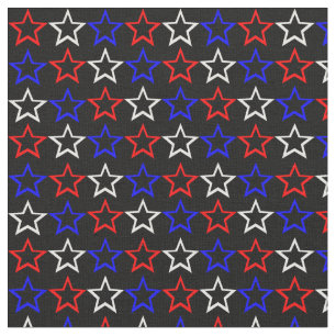 Red White and Blue Stars Pattern Fabric