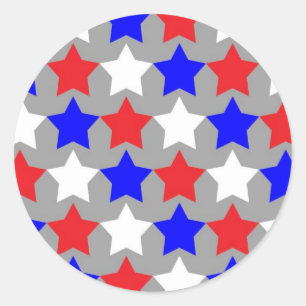 Red, white and blue stars pattern round stickers