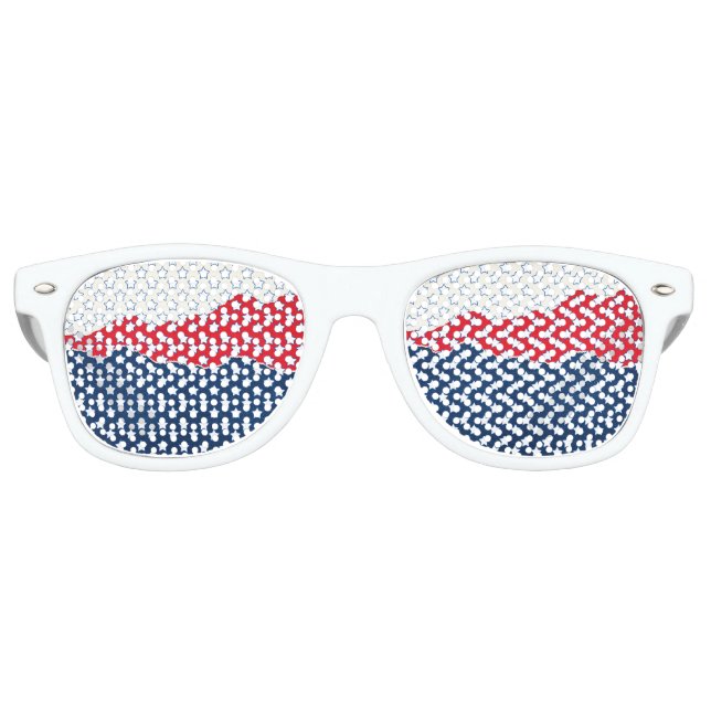 Red, White and Blue Stars Retro Sunglasses (Front)