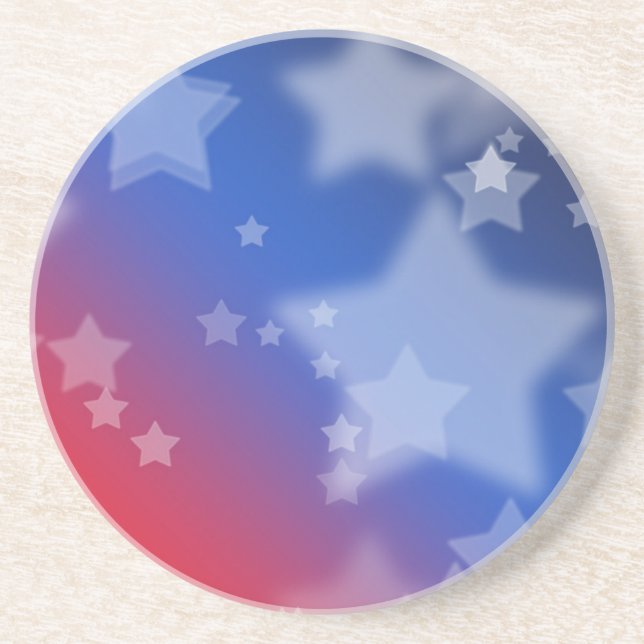 Red White and Blue Stars Sandstone Coaster (Front)