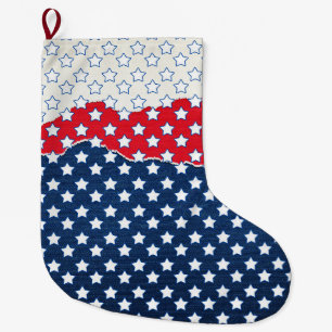 Red, White and Blue Stars (USA) (United States) Large Christmas Stocking