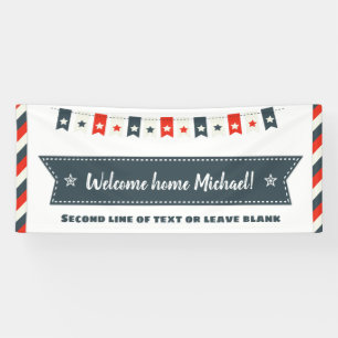 Red white and Blue Stars Welcome Home 4th of July Banner