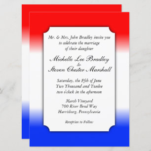 Red White and Blue Stripe Wedding Invitations