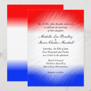 Red White and Blue Stripe Wedding Invitations