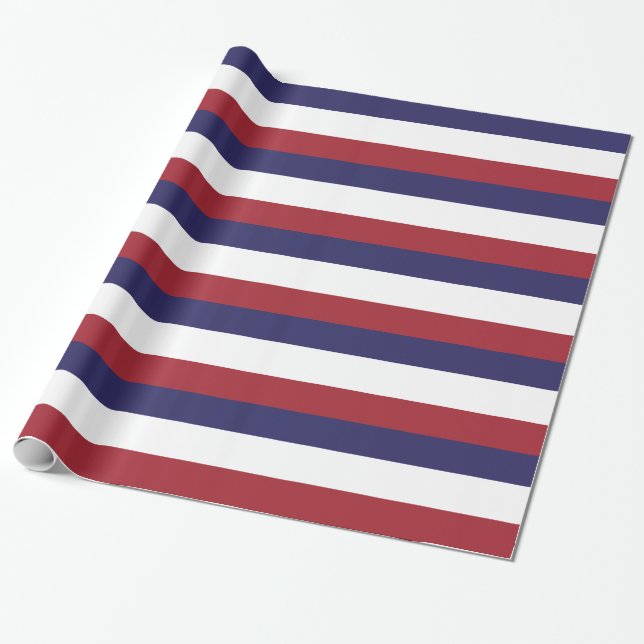 Red, White and Blue Stripe Wrapping Paper (Unrolled)