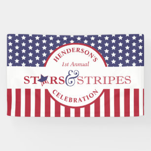 Red White and Blue Striped American Flag Party Banner
