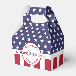 Red White and Blue Striped American Flag Party Favour Box