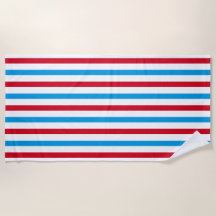Red, white, and blue striped beach towel