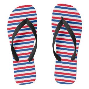 Red, White and Blue Striped Flip Flops