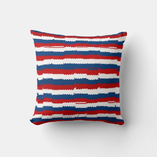 Red, White and Blue Stripes Cushion (Front)