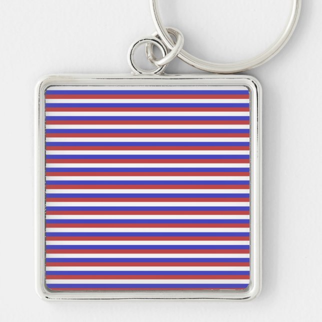 Red, White and Blue Stripes. Key Ring (Front)