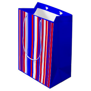 Red white and Blue Stripes  Medium Gift Bag