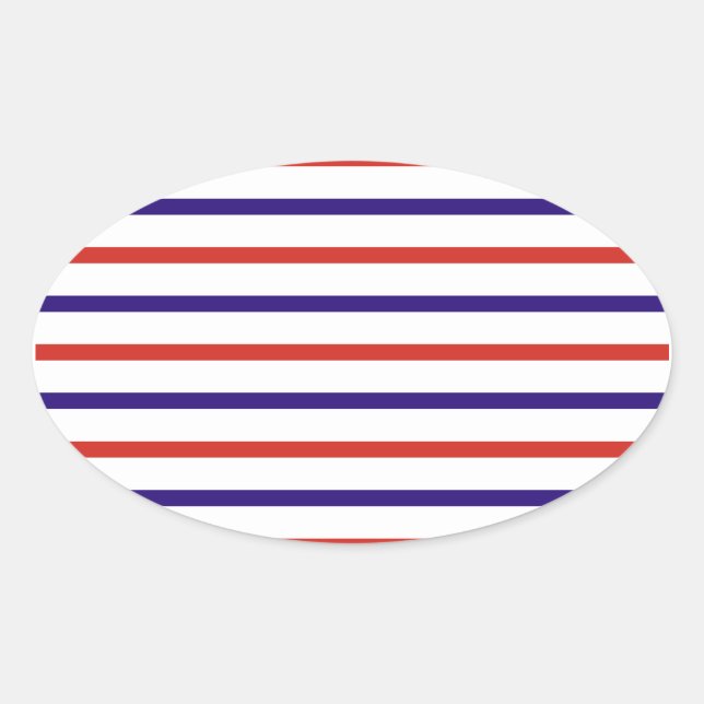 Red White and Blue Stripes Oval Sticker (Front)