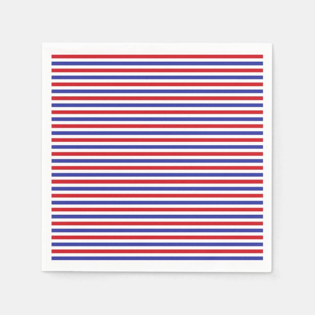 Red, White and Blue Stripes Paper Napkins (Front)