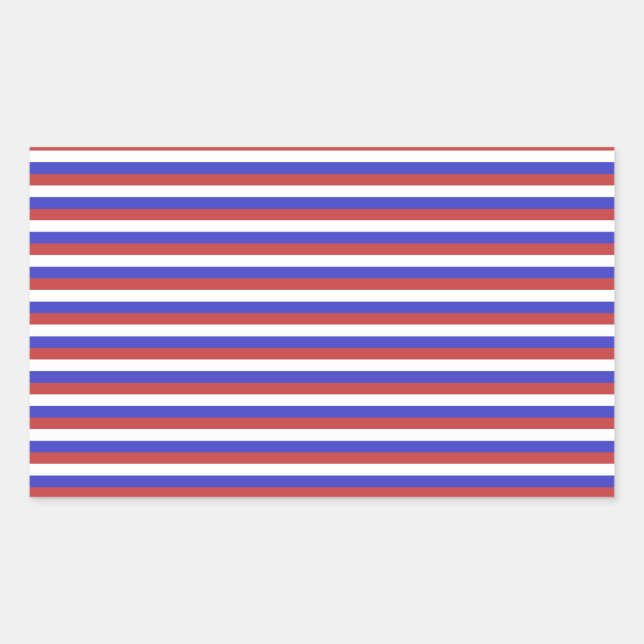 Red, White and Blue Stripes. Rectangular Sticker (Front)