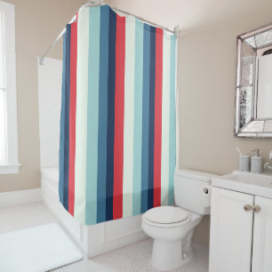 Red White and Blue Stripes Shower Curtain