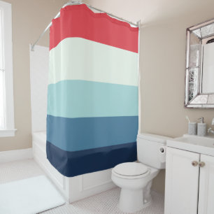 Red White and Blue Stripes Shower Curtain