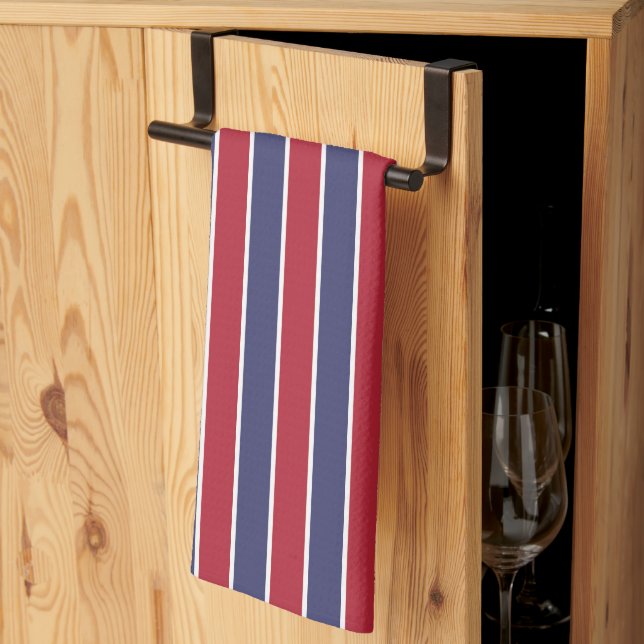 Red White And Blue Stripes Tea Towel (Thirds Fold)