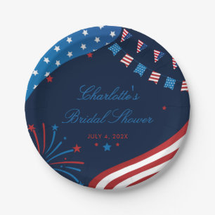 Red White and Blue Summer Bridal Shower Paper Plate
