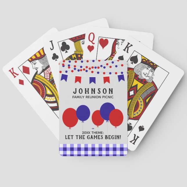 Red White and Blue Summer Party Family Reunion Playing Cards (Back)