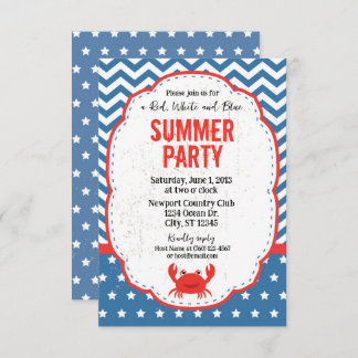 Red, White and Blue Summer Party Invitation