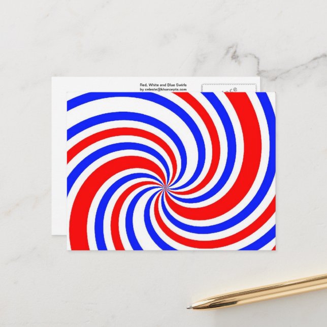 Red, White and Blue Swirls Postcard (Front/Back In Situ)