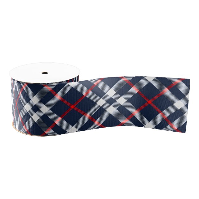 Red White and Blue Tartan Grosgrain Ribbon (Spool)