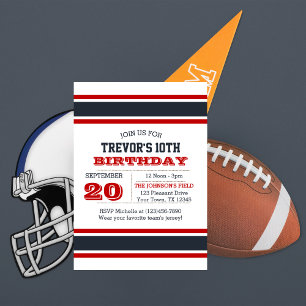 Red White and Blue Team Birthday Invitation