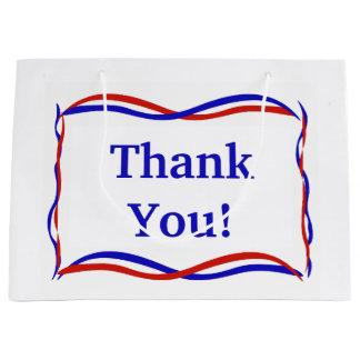 Red White and Blue Thank You Large Gift Bag