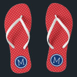 Red White and Blue Tiny Dots Monogram Flip Flops<br><div class="desc">Custom printed flip flop sandals with a cute girly polka dot pattern and your custom monogram or other text in a circle frame. Click Customise It to change text fonts and colours or add your own images to create a unique one of a kind design!</div>