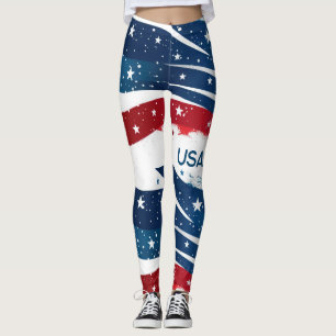 Red White and Blue USA Leggings