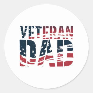 Red, White, and Blue Veteran Dad Classic Round Sticker