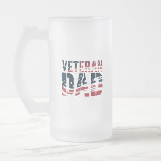Red, White, and Blue Veteran Dad Frosted Glass Beer Mug