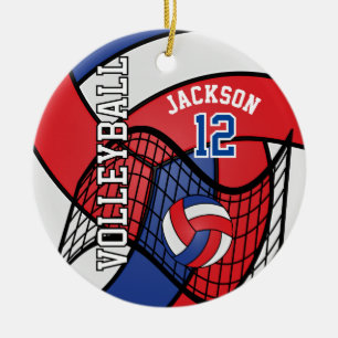 Red, White and Blue Volleyball 🏐 Ceramic Tree Decoration
