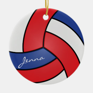 Red, White and Blue Volleyball   DIY Name Ceramic Tree Decoration