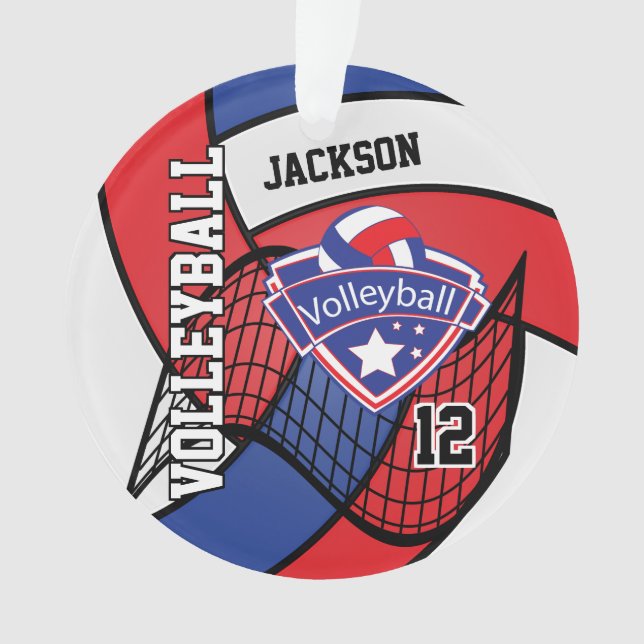 Red, White and Blue Volleyball  🏐❤ Logo Ornament (Front)