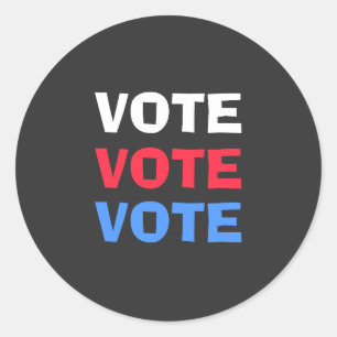 Red White And Blue Vote Election Political Classic Round Sticker