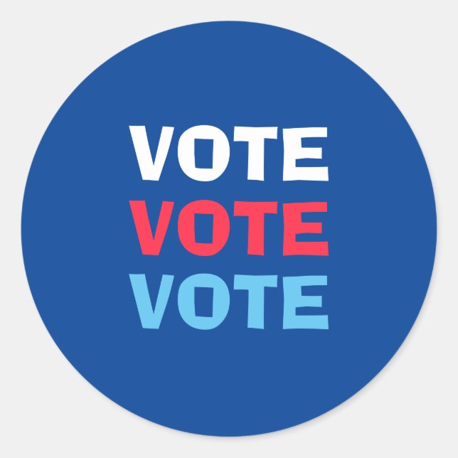 Red White And Blue Vote Election Political Classic Round Sticker (Front)