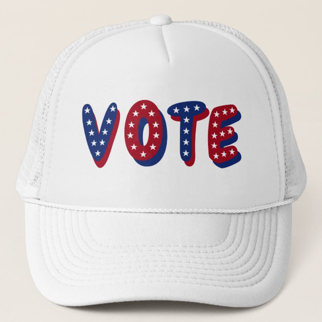 Red White And Blue Vote Stars Trucker Hat (Front)