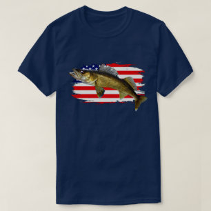 Red, White and Blue Walleye Pike  T-Shirt
