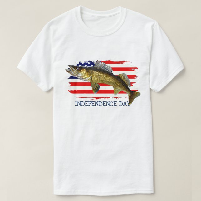 Red, White and Blue Walleye Pike  T-Shirt (Design Front)
