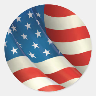 Red White and Blue Waving U.S. Flag Classic Round Sticker
