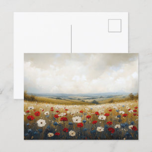 Red White and Blue Wildflowers Postcard
