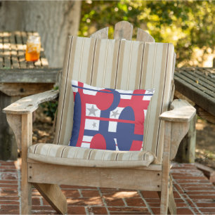 Red, White and Blue with Stars Cushion