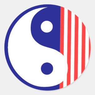 Red White and Blue Yin Yang Sticker
